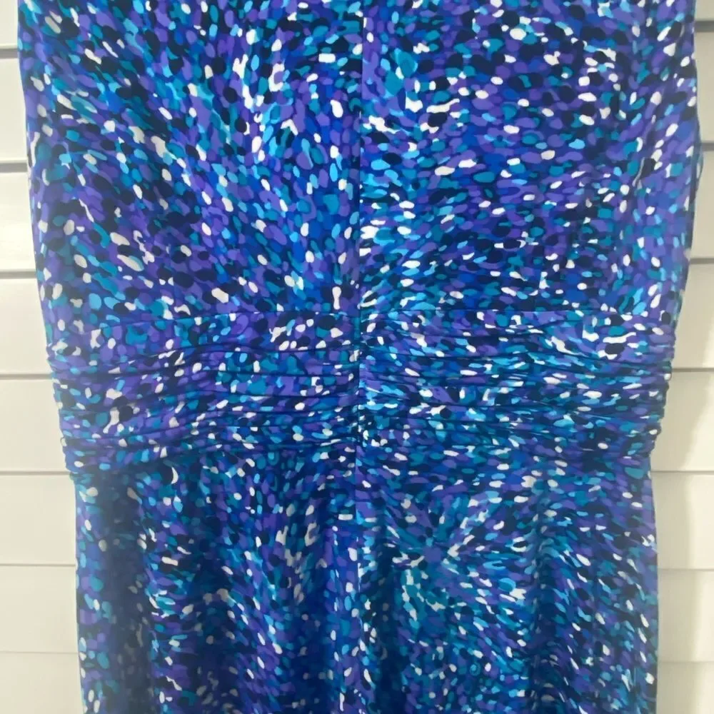 Blue Patterned Sleeveless Dress
